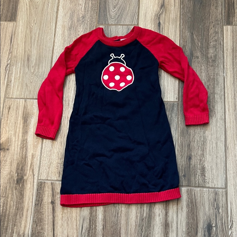Gymboree Red and Navy Ladybug Sweater Dress Size 6